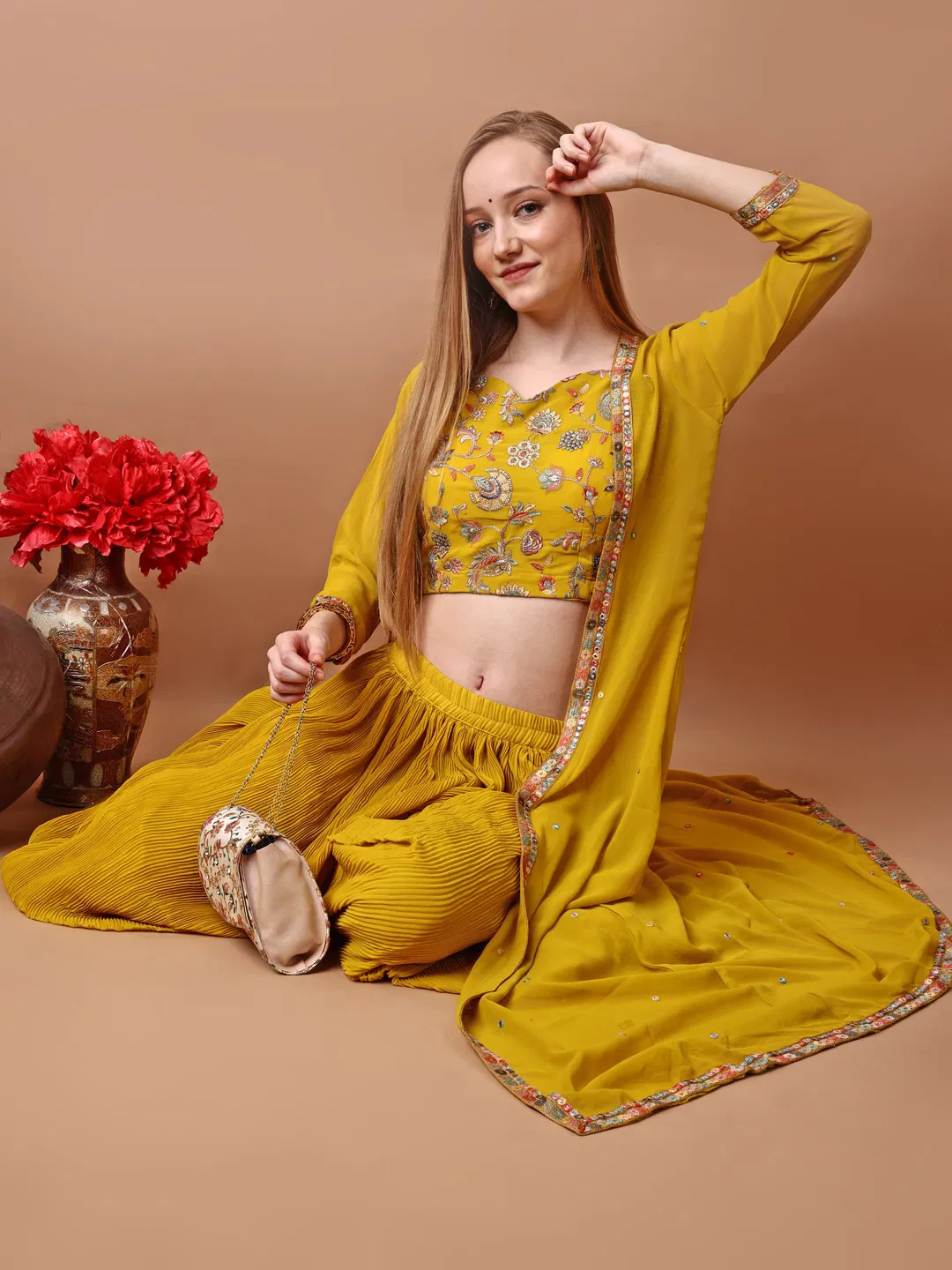 Moksa By Nsf Georgette With Embrodery Work Indo Western Wholesale In India
